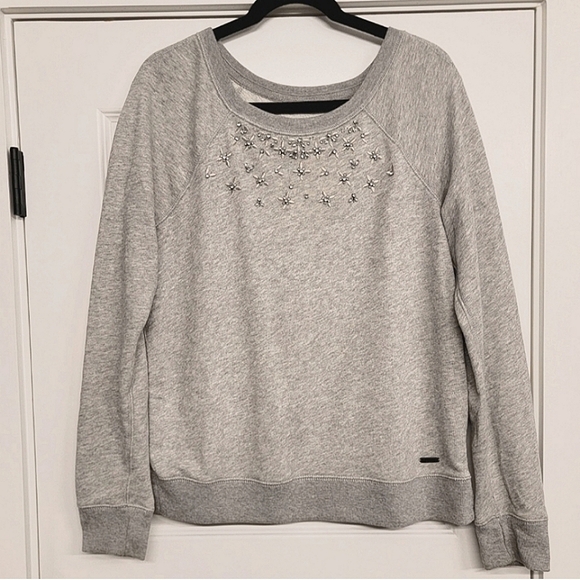 Abercrombie & Fitch Tops - Abercrombie & Fitch Hollister Crew Soft Grey Sweatshirt with Small Rhinestones